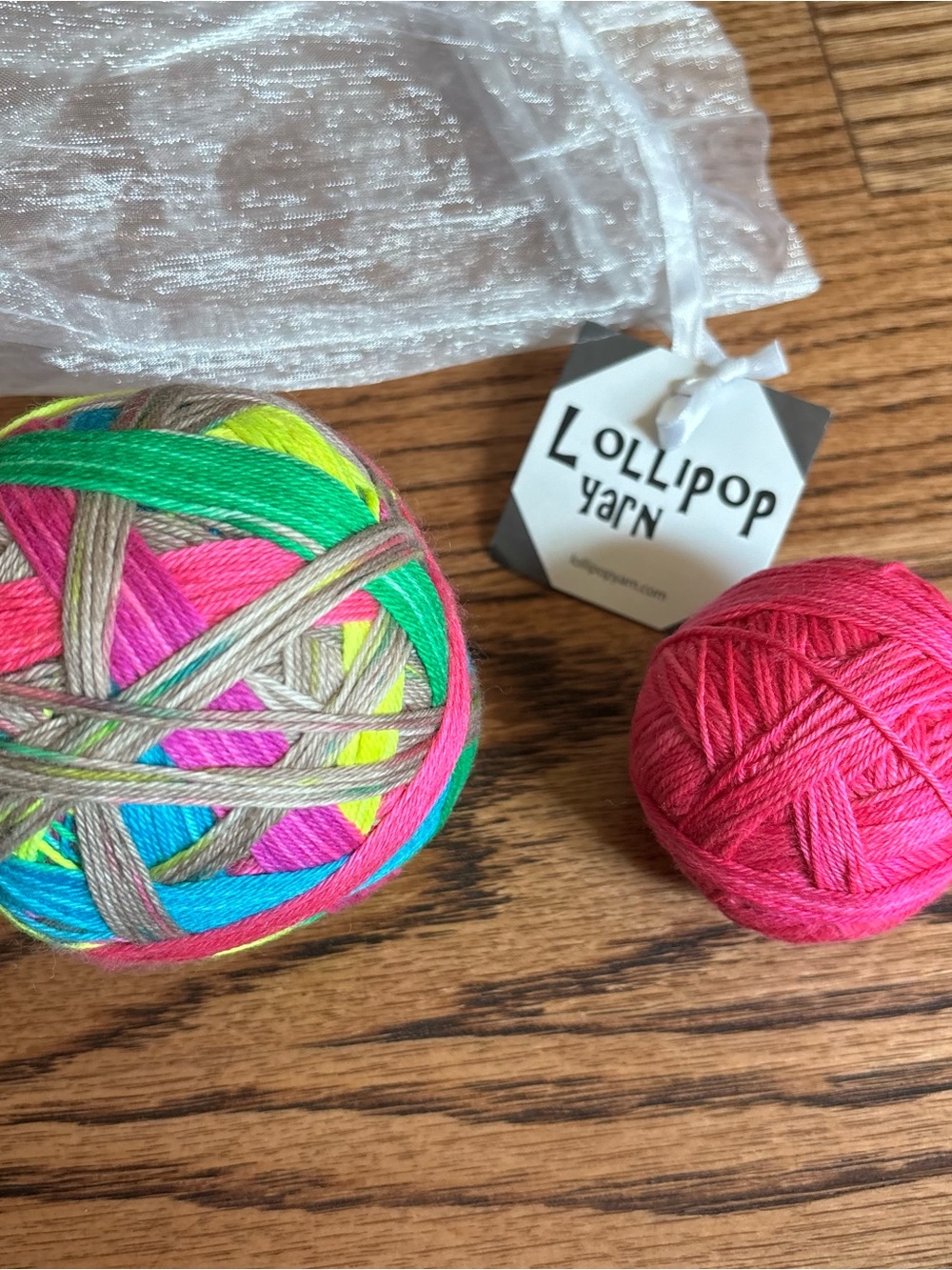 Lollipop Yarn Sock Set Self Striping Pink Green Indie Dyed Knitting Crochet Wool